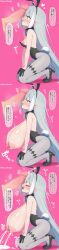 1girls :d ahoge animal_ear_hairband animal_ears bare_arms bare_shoulders black_leotard black_shoes blue_bow blue_bowtie blue_eyes blush bow bowtie breast_expansion breasts censored commentary_request compilation detached_collar disembodied_penis fake_animal_ears fake_tail female female_focus female_tyrant_(stella_sora) from_side full_body gloves grey_hair grey_pantyhose hairband half_gloves heart heart_in_eye high_heels highres huge_breasts kneeling leotard long_hair mosaic_censoring nose_blush pantyhose penis penis_awe penis_on_face perky_breasts pink_background pointy_ears puffy_nipples shoes small_breasts smile speech_bubble stella_sora straight strapless strapless_leotard symbol_in_eye tagu_c0032 tagu_hblabe tail translation_request twitter_username tyrant_(stella_sora) very_long_hair
