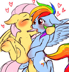 anus blush closed_eyes cutie_mark cyan_body equine feathers female floppy_ears fluttershy_(mlp) friendship_is_magic fur hair heart hooves horse kiriya long_hair multicolored_hair my_little_pony open_mouth pegasus pink_hair plain_background pony pussy rainbow_dash_(mlp) rainbow_hair rainbow_tail red_eyes straight_hair tongue white_background wings yellow_fur yuri