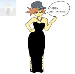 1boy black_dress dialogue dialogue_box dress hoop_earrings jujutsu_shenanigans modakawa_dress pearl_necklace reference_image roblox roblox_avatar robloxian tagme tagme_(artist) tze_(roblox) white_background