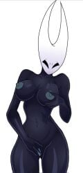 big_breasts black_body breasts bug bug_girl female fondling_breast hollow_knight hollow_knight:_silksong hollow_knight_(franchise) hornet_(hollow_knight) nsfwjiggle pussy rubbing_pussy solo solo_female spider spider_girl team_cherry