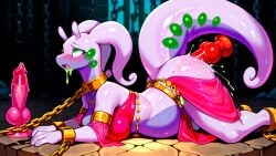 acceptance accepting ai_generated anal ass belly blush chained chains corruption dancer dildo dungeon fate female forced goodra innocence knotted_dildo lube outfit pokemon pokemon_(species) rape restrained sex sex_toy slave solo submissive this_is_your_life_now training