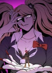 twintails blonde_hair blonde_female blonde blonde-haired_female clothed clothed_female clothed_male 1boy 1girls giantess size_difference height_difference extreme_size_difference brown_hair brown_hair_male brunette brunette_male 2d 2d_(artwork) danganronpa danganronpa_2:_goodbye_despair super_danganronpa_2 super_danganronpa_2:_goodbye_despair female female_focus male junko_enoshima enoshima_junko naegi_makoto makoto_naegi zouki_93