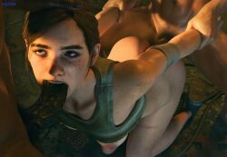 1girls 2boys 3d ellie_(the_last_of_us) ellie_williams female male multiple_boys nude sfmlover22 tagme the_last_of_us