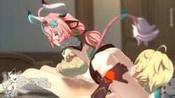 3d 69_position aether_(genshin_impact) blushing blushing_female boobs cowgirl genshin_impact orangedonut33 paizuri pink_hair pleasured_male sound sound_warning tagme titjob varesa_(genshin_impact) video yellow_hair