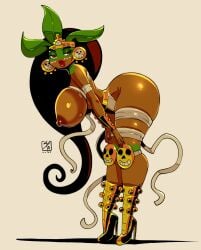 1girls 2d 2d_(artwork) 2d_artwork arched_back bent_over bimbo bimbo_body bimbo_lips black_hair body_marking body_markings dark-skinned_female dark_skin el_guapo_vs_the_narco_vampires exposed_breasts female female_only high_heels latina mexican mexican_female momia_mia pinart_sg solo thick thick_ass thick_butt thick_hair thick_hips thick_legs thick_thighs tribal tribal_clothing tribal_jewelry tribal_markings tribal_tattoo tribal_tattoos