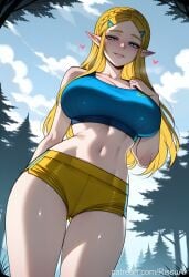 1female 1girls 2026 absurdres aesthetic ai_generated alternate_breast_size alternate_costume anime anime_style artist_name ass_visible_through_thighs bare_shoulders beautiful beautiful_female beautiful_girl big_ass big_breasts blonde_hair blue_eyes blue_shirt blue_sky blue_sports_bra blue_tank_top blurred_background blush blush_lines blushing_female braid breasts bubble_ass bubble_butt cameltoe cleavage cloud collarbone cowboy_shot crop_top crown_braid curvy curvy_body curvy_female curvy_figure curvy_hips curvy_thighs cute cute_face day digital_art digital_painting excited excited_expression excited_female excited_for_sex female from_below grin hair_ornament hairclip heart high_quality highres horny horny_expression horny_face horny_female huge_breasts large_ass large_breasts line_art long_hair looking_at_viewer midriff navel nintendo nintendo_switch outdoors parted_bangs parted_lips patreon patreon_link patreon_username pointy_ears princess_zelda rissuai sexy sexy_body sexy_female sexy_pose shirt short_shorts shorts sidelocks sky smile soft_shading solo solo_focus sports_bra standing stomach tank_top the_legend_of_zelda the_legend_of_zelda:_breath_of_the_wild the_legend_of_zelda:_tears_of_the_kingdom thick thick_eyebrows thigh_gap thighs tree triforce web_address yellow_shorts zelda_(breath_of_the_wild) zelda_(tears_of_the_kingdom)