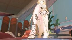 1girls aglaea_(honkai:_star_rail) animated blonde_hair feet golden_shower honkai:_star_rail koikatsu painted_toenails peeing peeing_on_viewer shorter_than_30_seconds steam tagme video virtamate watersports