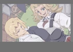 2026 2girls 7_passes academy_uniform_(bible_black) angry animated bare_breasts bible_black big_breasts blonde_hair blue_eyes breast_press breast_to_breast breasts bunny_ears cosplay earrings emma_frost emma_frost_(marvel_rivals) english_text fake_animal_ears fantastic_four female female_only hoop_earrings huge_breasts invisible_woman invisible_woman_(marvel_rivals) ito_mika_(cosplay) kitami_reika_(cosplay) labcoat large_breasts long_hair marvel marvel_rivals milf multiple_girls school_uniform short_hair smile sue_storm symmetrical_docking text x-men