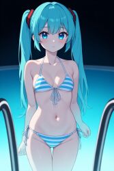 bikini blue_bikini blue_eyes blue_hair hatsune_miku miku_hatsune pool scared semi_nude skinny_female skinny_girl small_breasts small_girl smaller_female swimsuit swimwear tight_pussy vulnerable