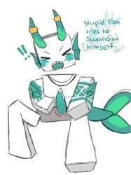 1boy blocky_body closed_eyes dick english_text fish fish_tail horns inphernal legs_apart male phighting reference_image roblox roblox_game robloxian self_upload sharp_teeth shuriken_(phighting) sucking_penis tagme text vul789