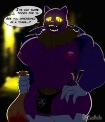 abs absurd_res anthro biceps blood bodily_fluids boots bulge ch4mm0zotz claws clothing coat domestic_cat fangs fear_&_hunger_2:_termina fear_and_hunger felid feline felis footwear glistening glistening_nipples gloves glowing glowing_eyes handwear hi_res jacket legwear looking_at_viewer male mammal mostly_nude muscular muscular_anthro neck_tuft nipples pecs pocketcat_(fear_&_hunger) pubes purple_body sharp_teeth shoes smile solo speech_bubble teeth text thick_thighs thigh_boots thigh_highs topwear tuft whiskers white_clothing white_gloves white_handwear yellow_eyes