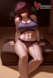 1girls 2d ai_generated ass barefeet big_ass big_breasts breasts closed_eyes deltarune erophoenix feet female female_focus full_body looking_at_viewer midriff navel neutral_expression patreon_username purple_skin reptile scalie solo solo_female susie_(deltarune) sweat thick thick_thighs toes uncensored