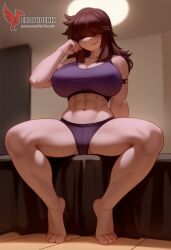 1girls 2d ai_generated ass barefeet big_ass big_breasts breasts closed_eyes deltarune erophoenix feet female female_focus full_body looking_at_viewer midriff navel neutral_expression patreon_username purple_skin reptile scalie solo solo_female susie_(deltarune) sweat thick thick_thighs toes uncensored