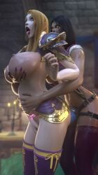 2girls 3d age_difference ahe_gao big_breasts black_hair blizzard_entertainment blonde_hair dragon female groping huge_breasts human human_(world_of_warcraft) jaina_proudmoore light-skinned_female light_skin milf nude onyxia sex sex_toy stockings strap-on voluptuous voluptuous_female warcraft wide_hips world_of_warcraft yuri zentaeron