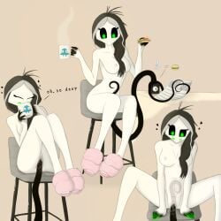 1:1 anthro astra_(judy_anon) blush bodily_fluids breakfast breasts chair cloacal cloacal_penetration consentacles container cup deep_penetration digital_drawing_(artwork) digital_media_(artwork) duo english_text erection female food furniture genital_fluids genitals green_eyes green_magic hair human judy_anon magic_user mammal mug mythological_creature mythology nipples on_chair penetration pink_slippers pussy sandwich_(food) sex shaded simple_background sits sitting sitting_on_chair tentacle tentacle_creature tentacle_in_cloaca tentacle_in_vagina tentacle_penetration tentacle_sex tentacles_in_uterus text vaginal_penetration vulva witch