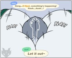 animal_crossing anthro big_breasts bodily_fluids border bra_strap breast_focus breast_play breast_shot breasts close-up dialogue dizzy_(animal_crossing) duo elephant elephantid english_text faceless_character female genital_fluids genitals grey_penis hi_res humanoid_genitalia humanoid_penis imminent_orgasm jouigidragon male male/female mammal motion_lines nintendo onomatopoeia opal_(animal_crossing) penis precum proboscidean sex sound_effects text titjob watermark white_border white_breasts