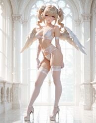 ai_generated barbara_(genshin_impact) frenzyai genshin_impact high_heels lingerie solo underwear wings