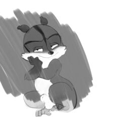 1boy absurd_res anthro balls bedroom_eyes dreamworks dreamworks_animation genitals half-closed_eyes hi_res male male_only mammal narrowed_eyes over_the_hedge paramount_pictures penis procyonid raccoon ram_satinga rj_(over_the_hedge)