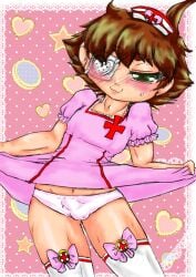 blush date_masamune dress dress_lift erection erection_under_clothes eye_patch kneesocks masamune_date panties penis sengoku_musou