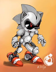 2014 4_fingers anthro balls erection full-length_portrait full_length happy hedgehog hi_res machine male_only mecha_sonic mecha_sonic_mk._i mechanical navel neokat open_mouth orange_background penis plain_background pointy_ears portrait quills red_eyes robot sega shadow shiny smile solo sonic_(series) sonic_the_hedgehog_(series) sonic_the_hedgehog_2 standing thick_penis tongue video_games