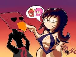 1boy 1girls angry angry_face artist_name big_breasts bikini character_(papa_louie) female flipline_studios goth goth_girl nude nude_female oc papa_louie quinn_(papa_louie) self_insert video_games weaglara