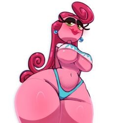 big_breasts breasts crop_top earrings eyeshadow female lipstick long_hair mommy_long_legs monamania poppy_playtime smile thick_thighs thong underboob