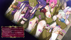 blush breasts elf elf_female exhibitionism female frottage gangbang group_sex interspecies large_breasts light-skinned_female light_skin male male/female nipples orc orc_male orc_no_nikutsubo outercourse penis pink_doragon pink_hair purple_hair thigh_sex torn_clothes translated white_hair