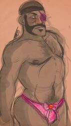 annalaatikko buff_male bulge demoman demoman_(team_fortress_2) eyepatch lacy_panties lingerie muscular muscular_male panties pubic_hair team_fortress_2