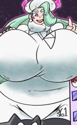 breasts building chubby chubby_female dynamax female giantess huge_breasts macro melony_(pokemon) pokemon pokemon_swsh the_english_gent thick_thighs wide_hips wink
