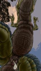 absurd_res animal_genitalia clitoris cloaca dinosaur dripping_pussy ejaculation female feral genitals hi_res lokidragon87 low-angle_view prehistoric_species reptile scalie sky solo theropod tyrannosaurid tyrannosauroid tyrannosaurus tyrannosaurus_rex worm's-eye_view