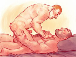 2boys anal_penetration anal_sex brown_hair cowgirl_position cum_in_ass engineer engineer_(team_fortress_2) erect_while_penetrated erection facial_hair feet_out_of_frame freckles gay ginger_hair hands_on_chest head_on_pillow lying_on_back male male_only moofrog multiple_males nude orgasm_face orgasm_from_anal precum_drip pyro pyro_(team_fortress_2) short_hair sitting_on_penis sweatdrops tagme team_fortress_2 texas_toast_tf2 yaoi