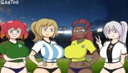 abby_(fnafhs) fhs fhsz3r0 fnafhs fnafhs_z3ro fnafhsrule34 fnafhsxxx football football_uniform joy_(fnafhs) looking_at_viewer mai_(fnafhs) posing_for_picture posing_for_the_viewer santoo115 soccer_uniform toddy_(fnafhs)
