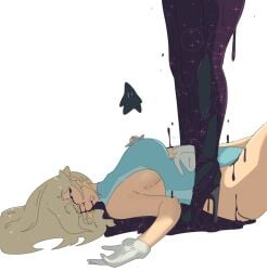 blank_expression blank_stare breasts hips leedraw11 lying lying_on_back mario_(series) princess_rosalina purple_slime sludge super_mario_galaxy transformation unconscious