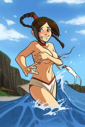 2:3 2:3_ratio accidental_exposure avatar_the_last_airbender background beach bikini_top_removed blue_sky blush braid breasts brown_eyes brown_hair cleavage clouds color covering_breasts enf female female_only hourglass_figure human imgur long_hair medium_breasts navel nickelodeon outdoors partially_submerged ponytail public_topless questionable red_bikini_bottom red_underwear short_brown_hair short_hair sky solo standing straight_hair teen teenage_girl three-quarter_view tied_hair topless ty_lee wardrobe_malfunction water white_bikini_bottom white_bikini_top zet13