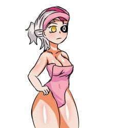 alternate_version_at_source alternate_version_available amateur_artist black_eyes fhs fhsz3r0 fnafhs fnafhs_z3ro fnafhsrule34 fnafhsxxx heterochromia la_mama_oruga mangle_(fnafhs) meg_(fnafhs) towel towel_only white_background white_hair white_pupils yellow_eyes