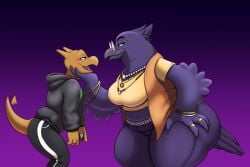 2025 2d 2d_(artwork) 2d_artwork anthro avian beak belly big_breasts bird blush blushing blushing_male blushing_profusely breasts chubby chubby_anthro chubby_belly chubby_female clothed clothed_female clothed_male cubone digital_art digital_drawing_(artwork) digital_media_(artwork) doom_(the_bad_guys) dreamworks dreamworks_animation duo emad_the_cubone female female/male furry furry_female furry_male glasses hoodie male male/female midriff necklace noryega orange_body orange_skin pokemon_(species) purple_feathers raven raven_(bird) tagme the_bad_guys the_bad_guys_2 thicc thick thick_hips thick_thighs thighs wide_hips