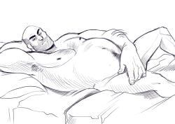 armpit_hair bald chest_hair chubby chubby_male covering covering_crotch covering_penis heavy_weapons_guy looking_at_viewer nude stubble team_fortress_2