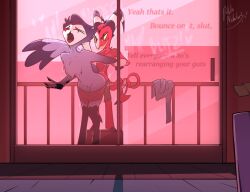 1cuntboy 2025 4_eyes 4_fingers against_surface against_wall anthro anthro_penetrated arm_pull avian avian_demon balcony beak bent_over biped bird black_beak black_body black_eyebrows black_feathers black_hooves black_horn blitzo_(helluva_boss) bottomwear bottomwear_down building chest_tuft city clothed clothed_anthro clothed_humanoid clothed_male clothed_sex clothing color_coded_text cuntboy cuntboy/male cuntboy_anthro demon demon_humanoid dialogue dirty_talk duo empty_eyes exhibitionism eyebrows feathers fingers from_behind_position grey_body grey_bottomwear grey_clothing grey_feathers grey_shirt grey_shorts grey_topwear grin heart_symbol helluva_boss hooves horn humanoid humanoid_on_anthro humanoid_penetrating humanoid_penetrating_anthro imp inside intersex intersex_anthro larger_anthro larger_penetrated long_sleeves male male_humanoid male_penetrated male_penetrating male_penetrating_anthro male_penetrating_cuntboy male_penetrating_intersex moan motion_lines multi_eye multicolored_body multicolored_feathers multicolored_horn multicolored_skin one_eye_closed open_mouth outside_sex owl partially_clothed penetration penile penile_penetration penis_in_ass post-it_note potatonebula prison_guard_position pupils railing red_body red_bottomwear red_clothing red_eyes red_shirt red_shorts red_skin red_tail red_text red_tongue red_topwear sex shadow sharp_teeth shirt short_sleeves shorts shorts_down signature size_difference sliding_door slit_pupils smaller_humanoid smile spade_tail standing stolas_(helluva_boss) striped_horn stripes tail tail_feathers talking_to_another talking_to_partner tan_teeth teeth text thrusting tongue topless topless_anthro topless_cuntboy topwear tuft two_tone_body two_tone_feathers two_tone_horn two_tone_skin two_tone_tail vaginal vaginal_sex white_body white_horn white_skin white_tail white_text wrist_grab yellow_sclera