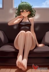 1girls 2d ai_generated ass big_ass black_dress breasts erophoenix female female_focus full_body green_hair looking_at_viewer one-punch_man patreon_username small_breasts solo solo_female sweat tatsumaki uncensored