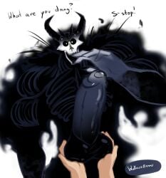 2025 5_fingers absurd_res ambiguous_gender ambiguous_on_anthro anthro ball_fondling balls black_balls black_body black_horn black_penis black_sclera bodily_fluids date_everything demon english_text erection fingers fondling foreskin genitals glans grey_penis hi_res holding_balls horn human human_on_anthro interspecies mammal monster not_furry penis raised_hand shadow_creature simple_background sweat tan_body tan_skin text tugfx8 uncircumcised white_background white_body white_eyes white_glans white_penis xxxshadowl0rd420xxx