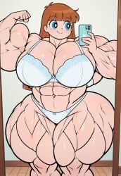 1girls abs aged_up ai_generated big_breasts big_breasts big_hips big_muscles blue_eyes bodybuilder bra brown_hair cartoon_network cellphone civitai cleavage closed_mouth closed_smile curvaceous_figure female female female_focus flexing flexing_bicep girl hourglass_figure huge_muscles human large_boobs large_breasts large_hips large_muscles mature mirror mirror_selfie muscle_girl muscles muscular muscular_arms muscular_body muscular_female muscular_legs muscular_thighs narrow_waist panties phone powerpuff_girls reflection robin_snyder selfie smartphone smile thicc thick_legs thick_thighs thighs underwear undies vein veins voluptuous voluptuous_female white_bra white_panties wide_hips