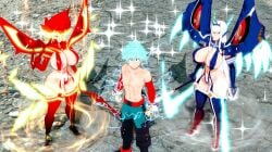 1boy 2girls big_breasts boku_no_hero_academia izuku_midoriya kill_la_kill kiryuuin_satsuki matoi_ryuuko my_hero_academia tomboy