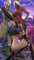 1girls 2futas 3d ball_fondling big_ass big_breasts blizzard_entertainment blonde_hair draenei equine_penis eredar female futanari huge_breasts huge_cock human human_(world_of_warcraft) jaina_proudmoore kiss_mark licking_balls light-skinned_female light_skin lightforged_draenei lipstick_mark lipstick_on_balls multicolored_hair nipple_piercing nude oral oral_sex penis_on_face red_skin squatting stockings voluptuous voluptuous_female warcraft white_hair white_skin wide_hips world_of_warcraft zentaeron