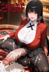 1girls absurd_res ai_generated black_hair breasts brown_eyes cumdrip cumshot curvy curvy_figure dickgirl erection excessive_cum female futa_only futadom futanari high_resolution highres huge_balls huge_cock intersex jabami_yumeko kakegurui lewdcreationsfuta looking_at_viewer mature mature_female mature_woman pantyhose pencil_skirt penis penis_out precum precum_drip precum_on_penis precum_string red_jacket sexually_suggestive shoes skirt smirk smug solo solo_female solo_focus squatting tagme thick thick_legs thick_thighs thighs veiny veiny_penis white_shirt