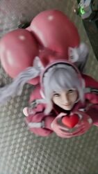 2025 3d 3d_(artwork) ai_assisted ai_generated alice_(nikke)_(cosplay) animated asian asian_female ass ass_focus blender_(software) bodysuit brown_hair cosplay eve_(stellar_blade) facing_away fat_ass female girls goddess_of_victory:_nikke heart_symbol huge_ass light-skinned_female light_skin long_hair no_sound patreon_username red_lj skin_tight stellar_blade tagme tight_clothes tight_clothing video white_hair
