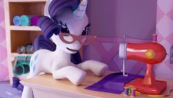 3d animal animated blue_eyes cutie_mark desk dildo equine female friendship_is_magic from_behind fur hair horn horse insertion inside long_hair magic mammal masturbation my_little_pony penetration pony purple_hair rarity_(mlp) sewing_machine sex_toy solo source_filmmaker spectre_z straight_hair unicorn white_fur