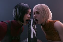 1boy 2girls 3d ada_wong ada_wong_(adriana) armor ashley_graham ashley_graham_(ella_freya) asian asian_bimbo asian_female athletic athletic_female barefoot biohazard blender blonde_hair blowjob breas breast_size_difference breasts bubble_butt busty capcom chest cleavage clothing digital_media docni eyebrows eyelashes female female_only hi_res highres human light-skinned_female light_skin mature_female medium_hair mr_x night nipples nude nude_female paag panties realistic resident_evil resident_evil_4 resident_evil_4_remake rope skinny slim small_breasts sucking sucking_penis tagme tits_out tyrant