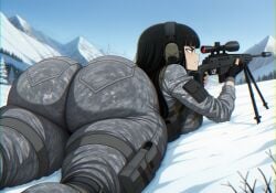 1girls ai_generated angry angry_expression angry_face ass ass_bigger_than_head ass_focus big_ass black_eyes black_hair bottom_heavy bubble_butt caked_up clothed dumptruck_ass el_memc enormous_ass fat_ass female female_focus female_only gun huge_ass hyper_ass large_ass laying_down light-skinned_female light_skin long_hair melina_(memch0) military military_uniform mountain oc original pawg plump rear_view round_ass sniper snow solo solo_female solo_focus tactical_gear thick_ass thick_thighs thunder_thighs tight_clothing twitter_link venus_body video_games voluptuous voluptuous_female weapon winter wobbling_ass