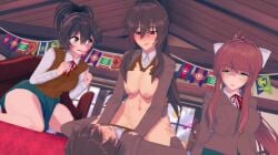 1boy 3d 3girls 3girls1boy aggressive_sex animated animation anna_anon boobs_bouncing bored breasts brown_eyes brown_hair cheering cumming_inside encouragement female femc_(doki_doki_literature_club) hands_around_neck instructions male mc_(doki_doki_literature_club!) monika_(doki_doki_literature_club) multiple_girls sex shy_girl sound tagme video voice_acted