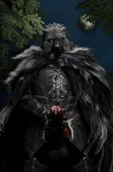 3d absurd_res anthro balls big_penis blaidd_(elden_ring) bodily_fluids canid canine canine_penis canis cape clothing cum elden_ring erection fromsoftware fur genital_fluids genitals grey_body grey_fur hi_res knot knotted_penis leaking_precum male mammal masturbation pearlh2hoe penis penis_grab precum solo wolf